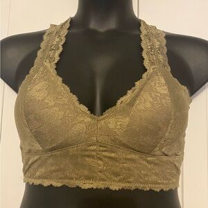 Olive Green Lace Wireless Bralette